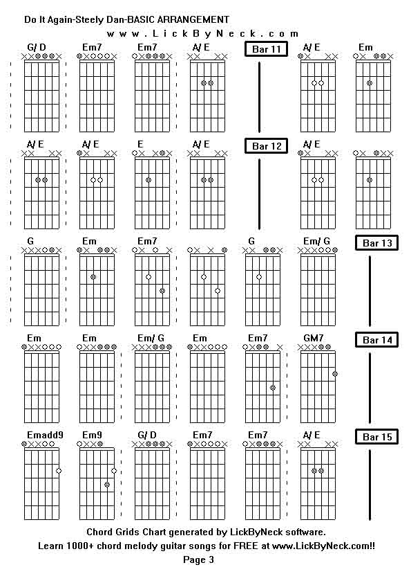 Chord Grids Chart of chord melody fingerstyle guitar song-Do It Again-Steely Dan-BASIC ARRANGEMENT,generated by LickByNeck software.